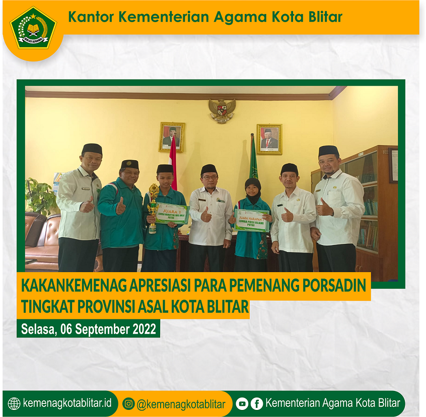 Kakankemenag Kota Blitar Apresiasi Para Pemenang Porsadin Tingkat